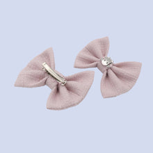画像をギャラリービューアに読み込む, ツイードルーミーリボン　ヘアクリップ/シューズクリップ（スモーキーピンク）
